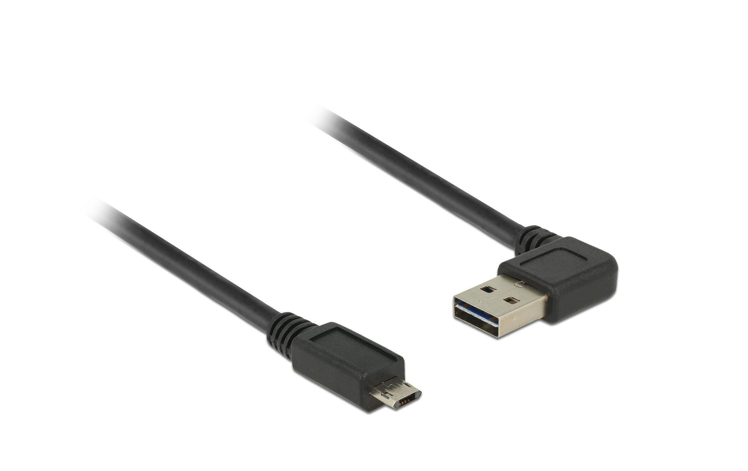 USB2.0-Kabel Easy A-MicroB: 0.5m, schwarz A Stecker nach links oder rechts gewinkelt