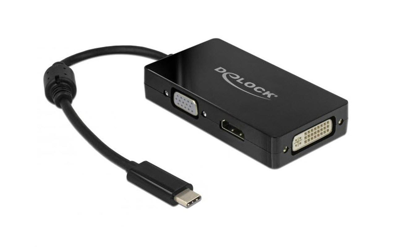 Delock Adapter USB Type-C Stecker VGA / HDMI / DVI Buchse schwarz