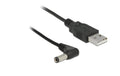 USB2.0-Stromkabel A-5VOLT, 1.5m, schwarz Hohlstecker 5.5mm/2.5mm gewinkelt