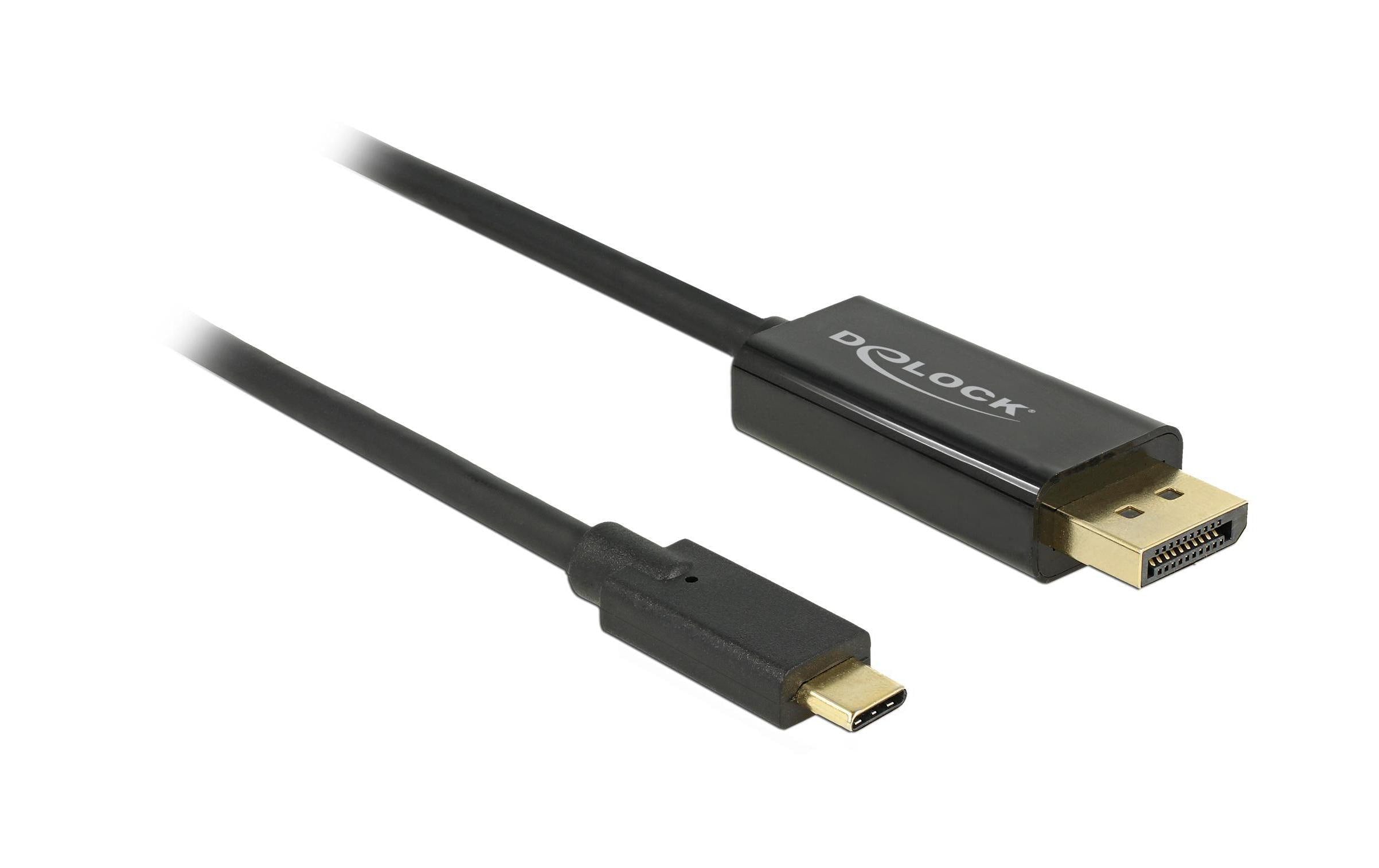 Delock USB-C - Displayport Kabel, 2m Schwarz, Auflösung bis 3820 x 2160 @ 60 Hz