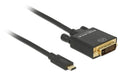 Delock USB-C - DVI-D Kabel, 1m Schwarz, Auflösung bis 3820 x 2160 @ 30 Hz