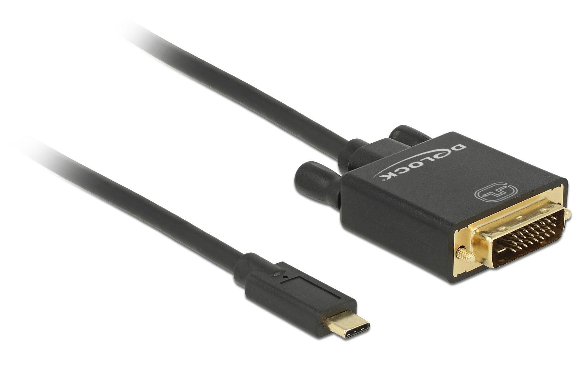 Delock USB-C - DVI-D Kabel, 3m Schwarz, Auflösung bis 3820 x 2160 @ 30 Hz