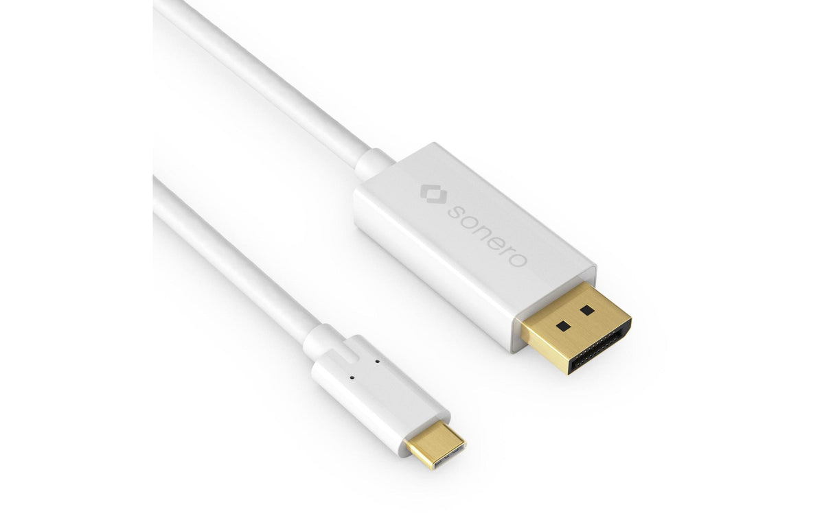 Sonero USB-C - Displayport Kabel, 2m Weiss, Auflösung bis 3820 x 2160 @ 60 Hz