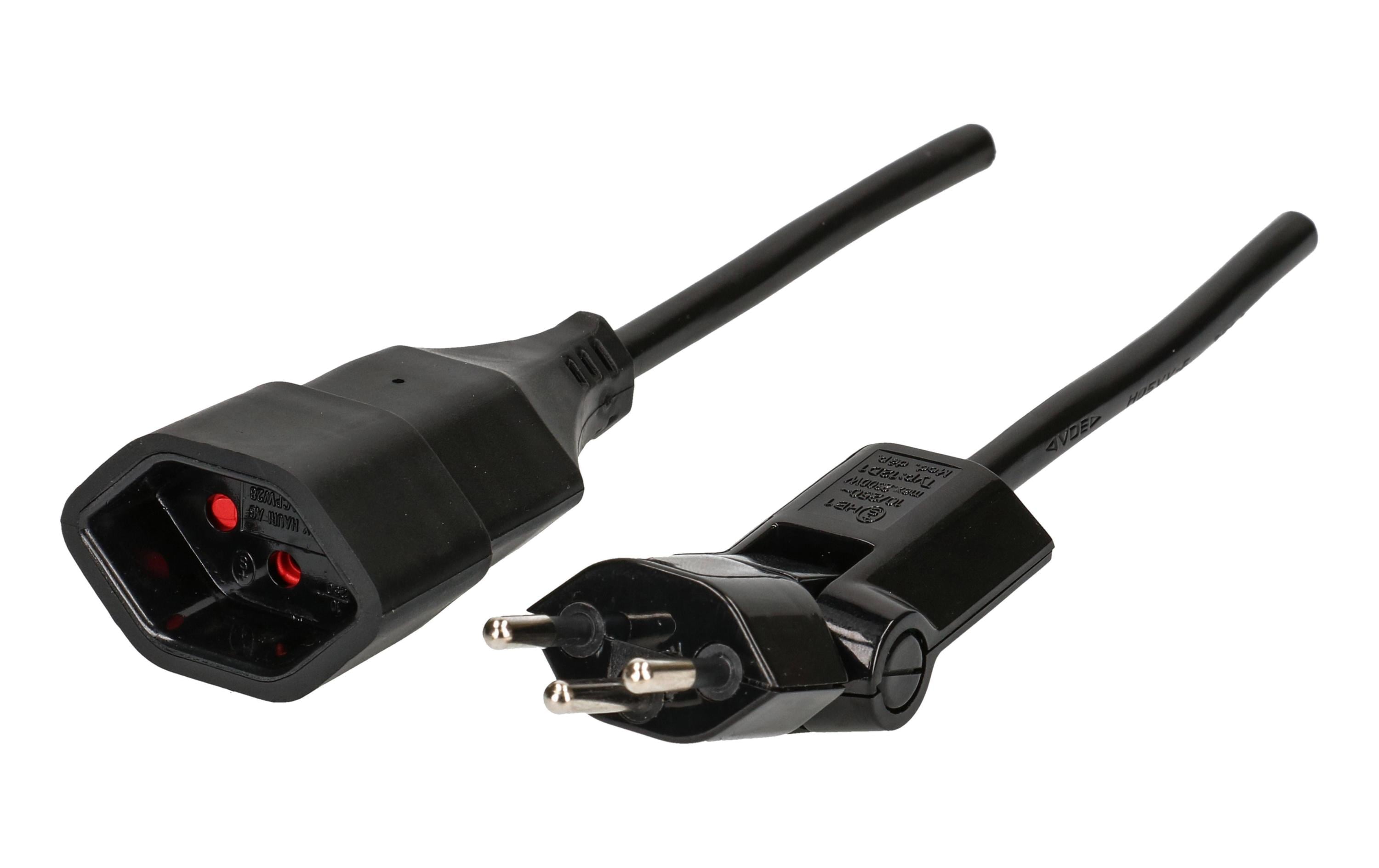 Max Hauri Verlängerungskabel 5 m schwarz Clip-Clap-Stecker angespritzt, Kinderschutz