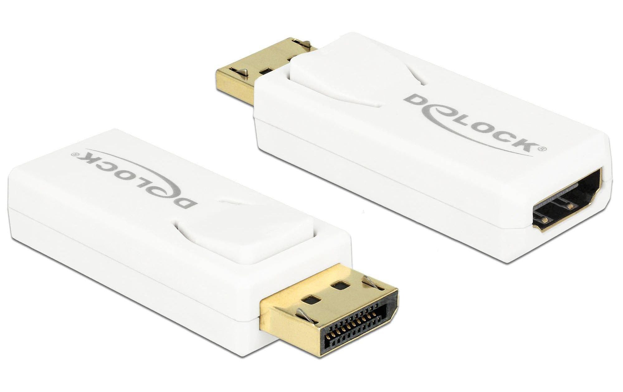 Monitoradapter DP-Stecker zu HDMI-Buchse weiss, 4K Support, aktiv