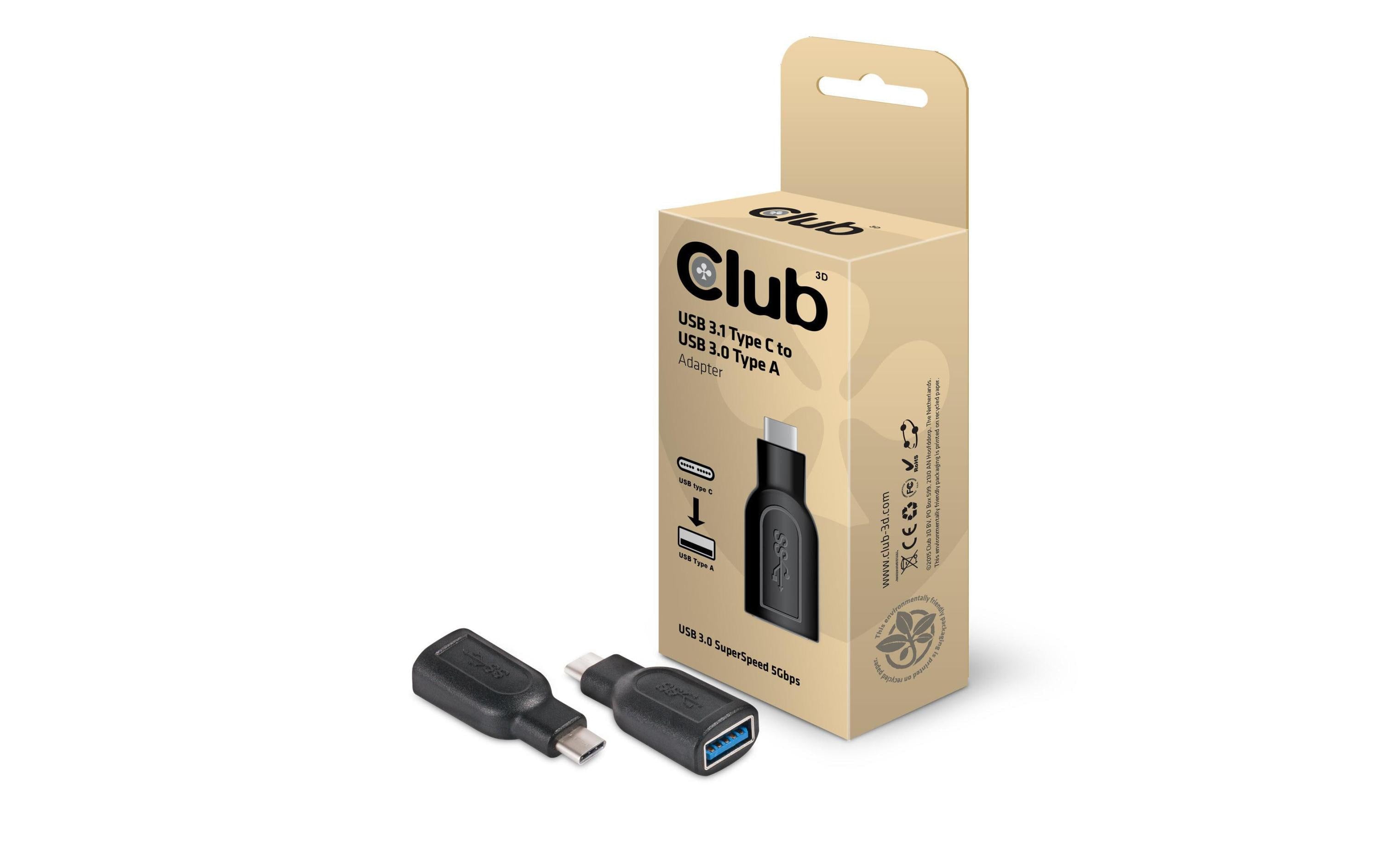 Club 3D, USB 3.1 Typ-C auf USB 3.0 Typ-A Adapter, L= 49 mm, m/f