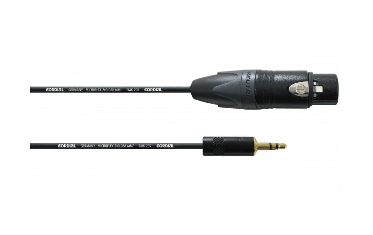 Cordial PEAK CPM 1.5 FW-BAL XLRf - 3.5mm Stereo Klinke, sym, 1.5 m