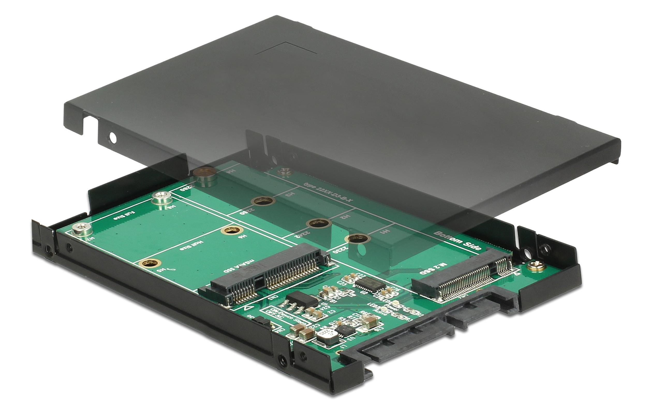Delock M.2 oder mSATA zu SATA Adapter 2.5" Gehäuse 9.5mm, M.2 muss SATA basieren