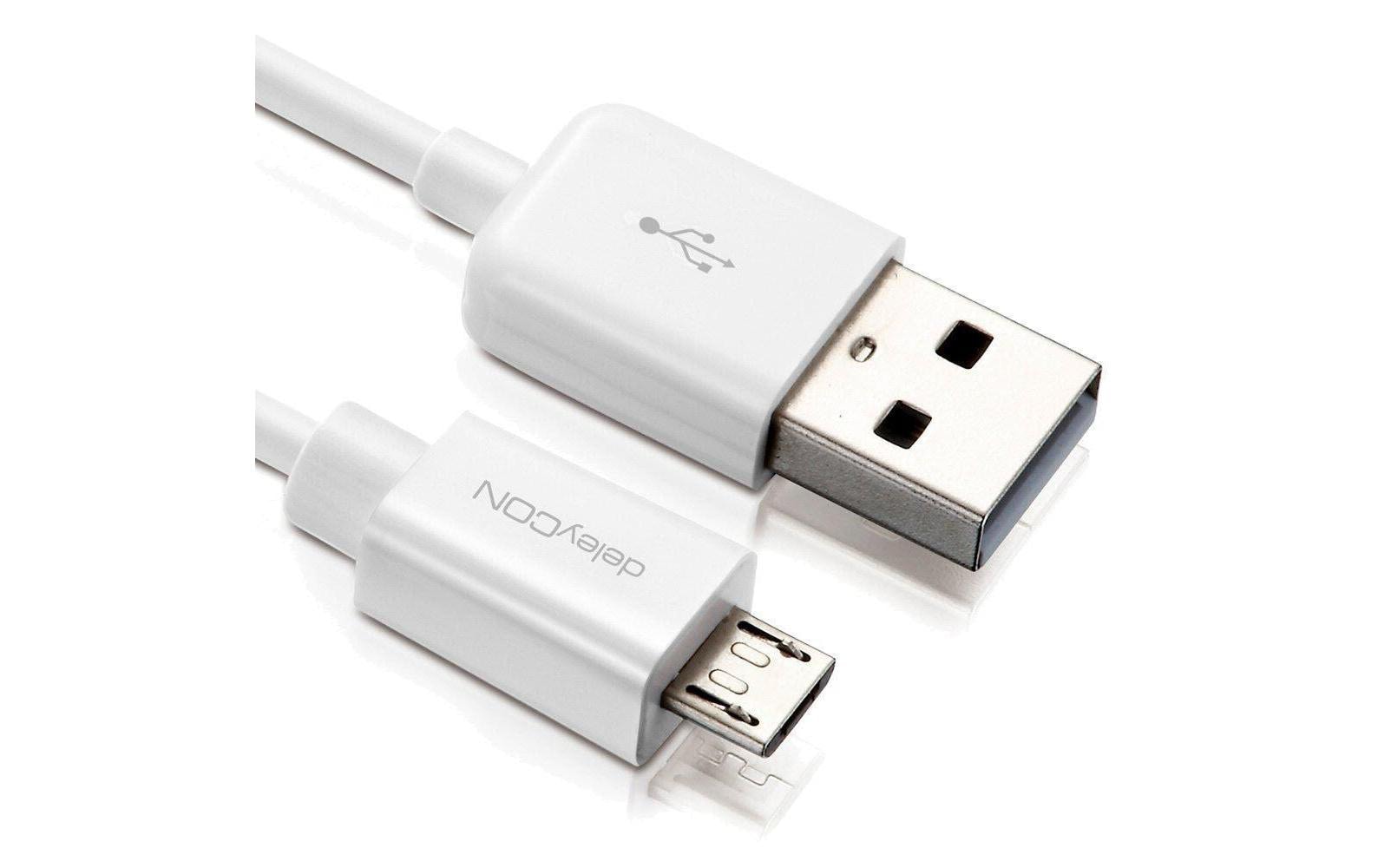 DeleyCON USB2.0-Kabel A-MicroB: 3m weiss