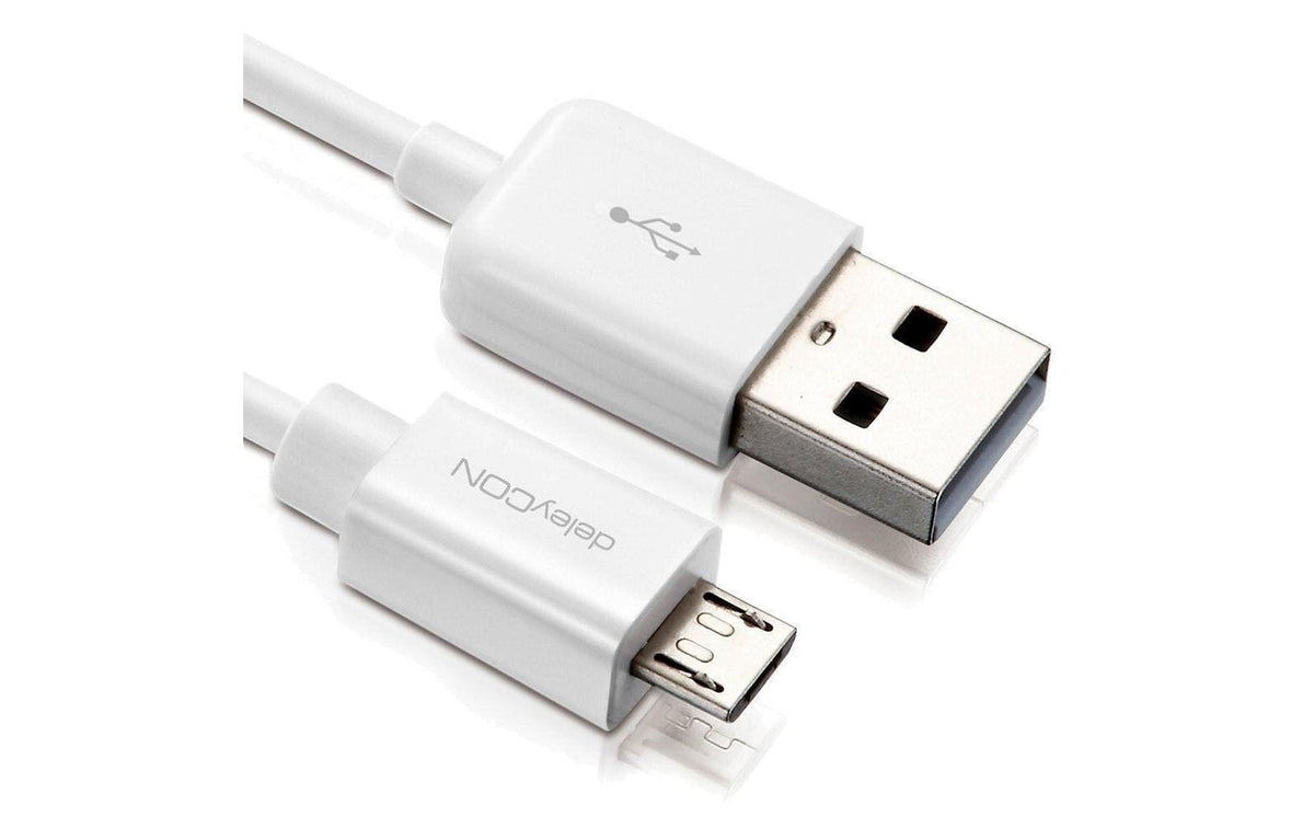 DeleyCON USB2.0-Kabel A-MicroB: 50cm weiss