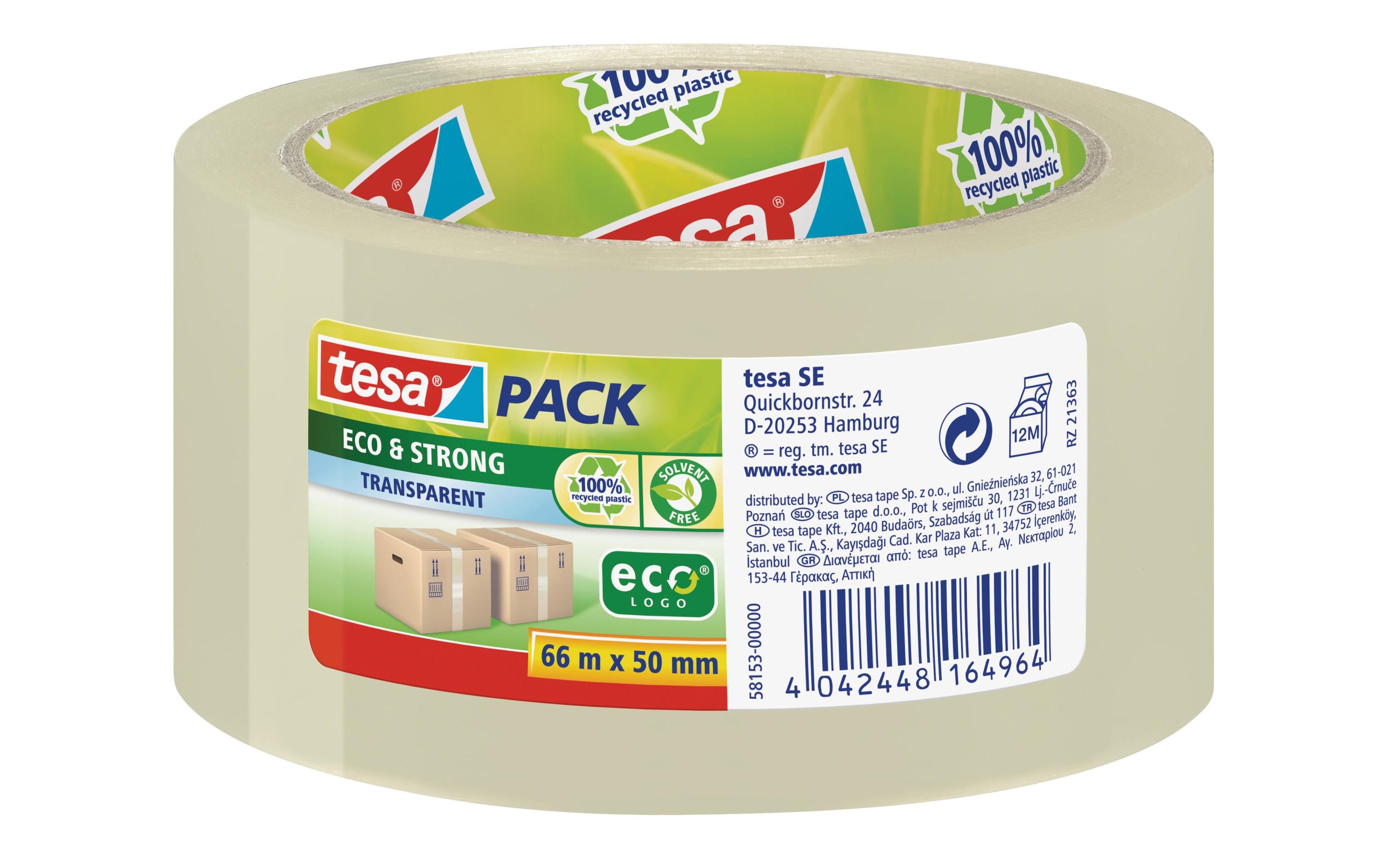 Tesa Paketband eco&strong transparent, 66m x 50mm