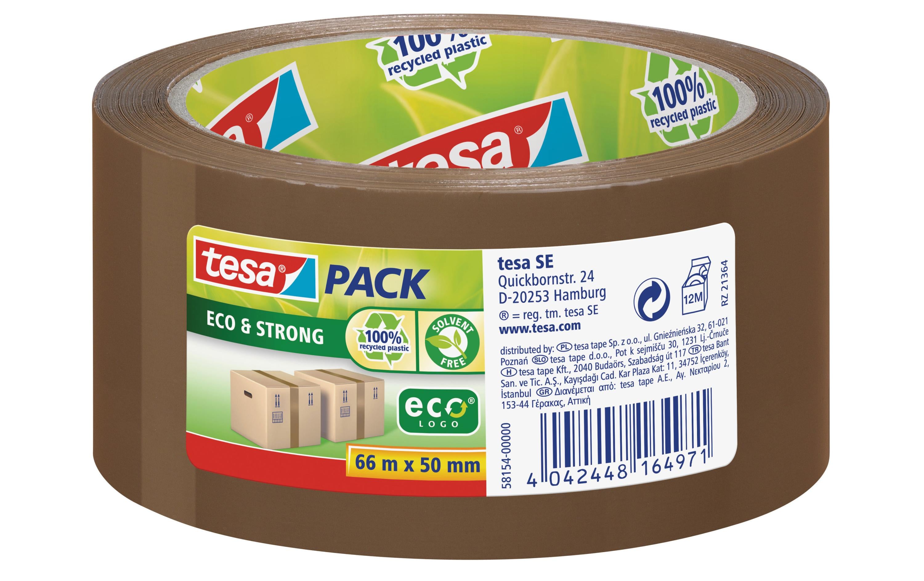 Tesa Paketband eco&strong braun, 66m x 50mm