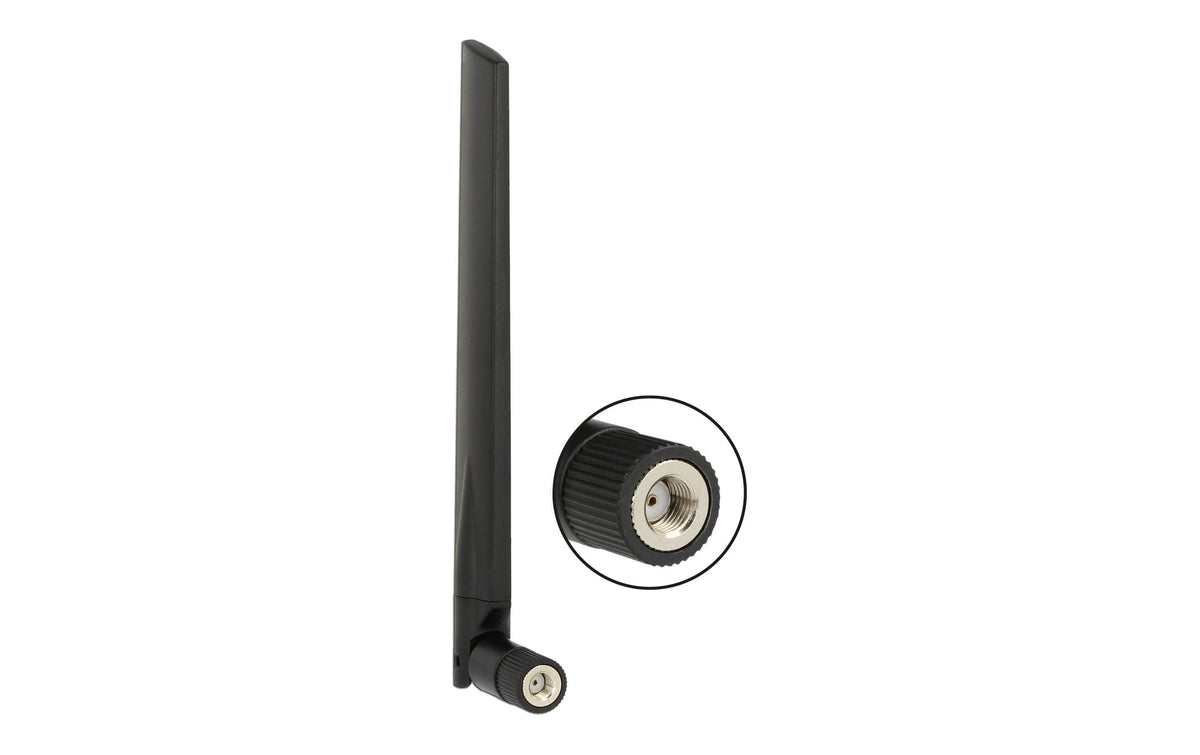Delock WLAN Antenne, 3-5dBi, mit Kippgelenk RP-SMA Dualband 2.4 Ghz und 5Ghz, 18.2cm