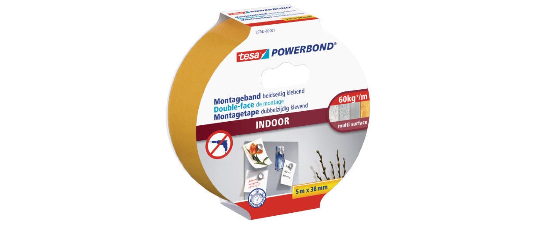 tesa Powerbond Montageband Indoor 5m x 38mm