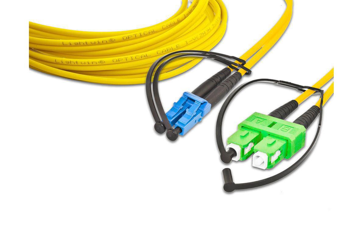 Lightwin LWL HQ Duplex Patchkabel, 5m Singlemode 9/125µm, LC-SC/APC, OS2