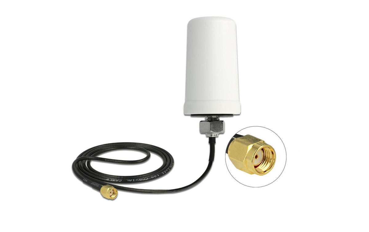 Delock Outdoor WLAN Antenne, IP67, 1m Kabel RP-SMA, Dualband Rundstrahl Auto/Dach