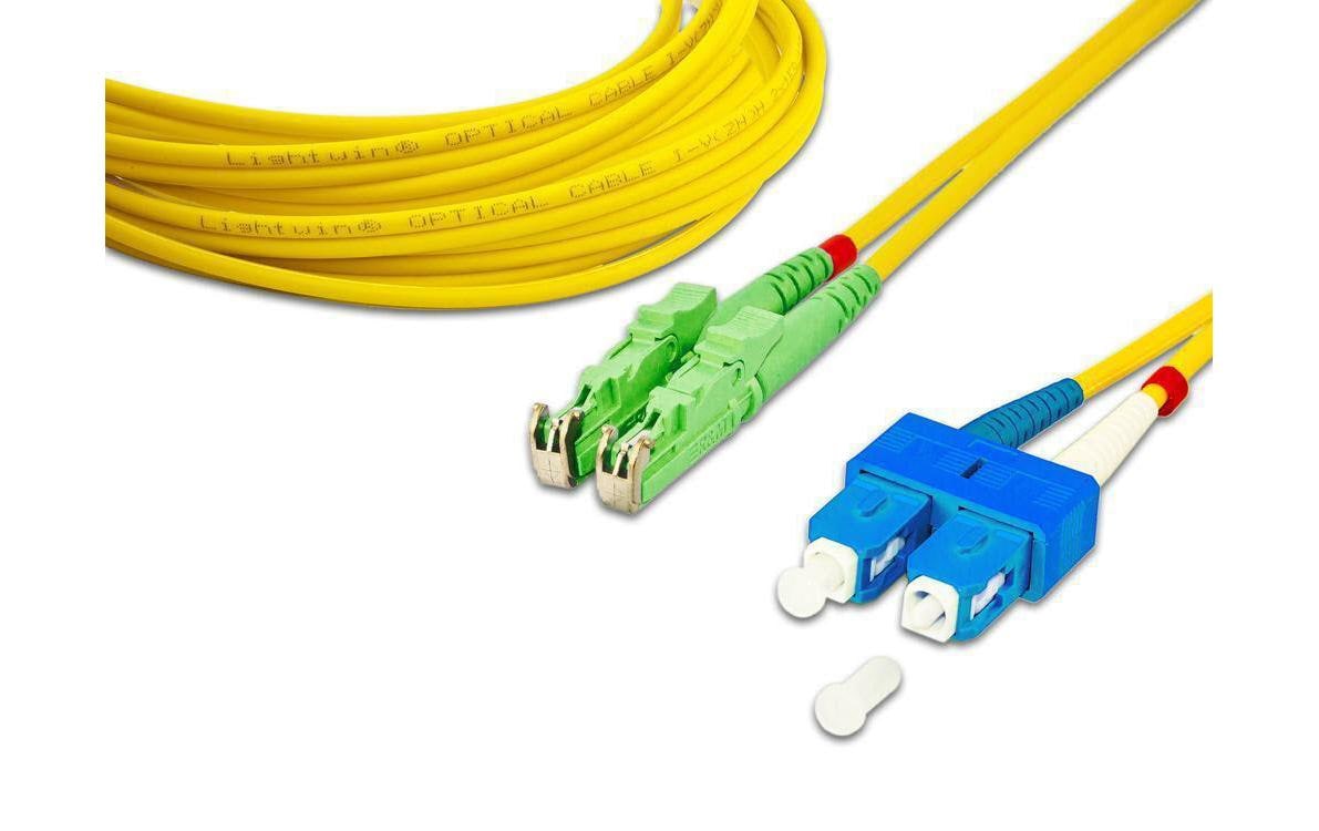 Lightwin LWL Duplex Patchkabel Singlemode 9/125µm, E2000/APC-SC, 1.0m, OS2