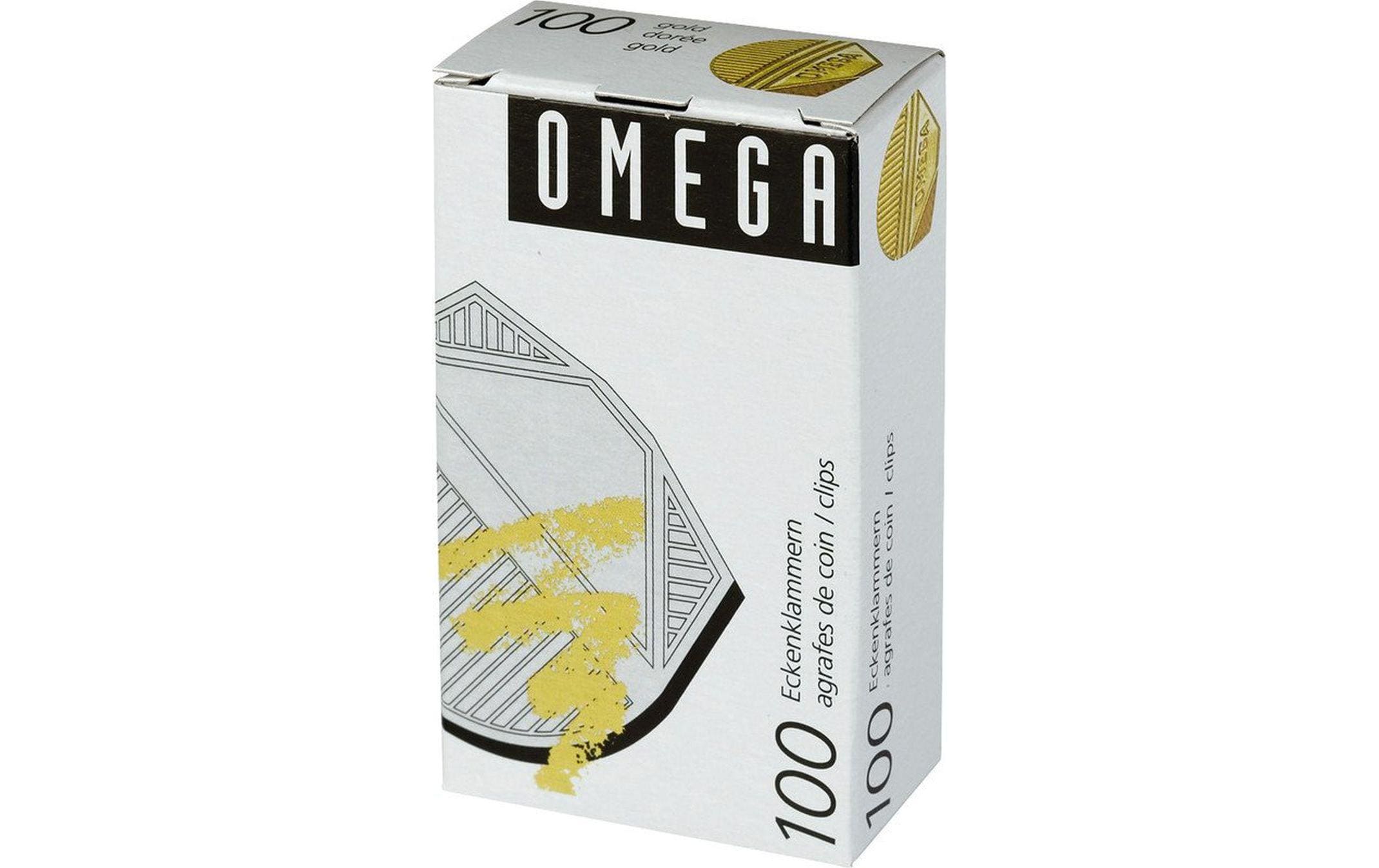 Omega Eckenklammern 100 Stück, gold metallic