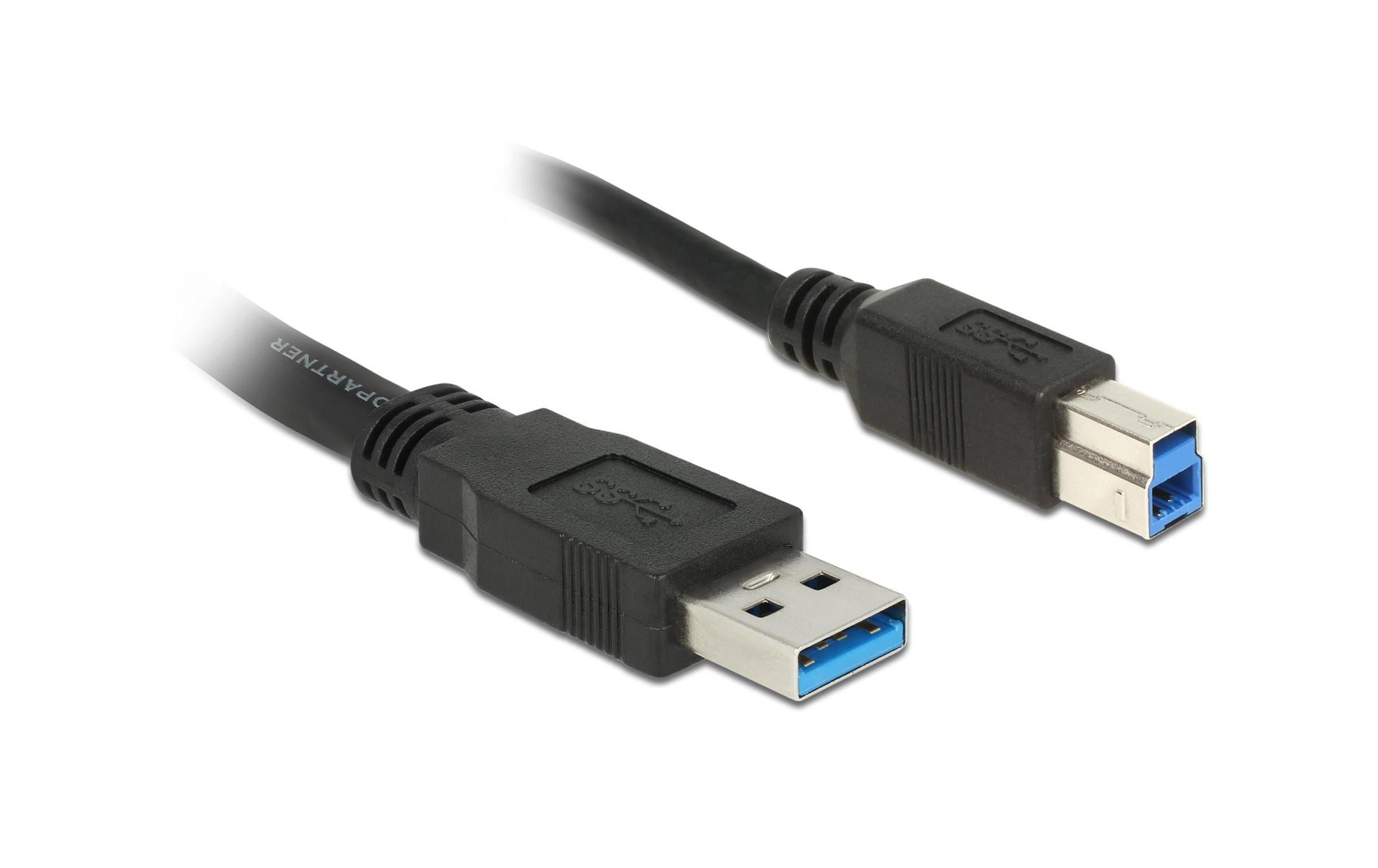 Delock USB3.0 Kabel, 1.5m, A-B, Schwarz für USB3.0 Geräte, bis 5Gbps