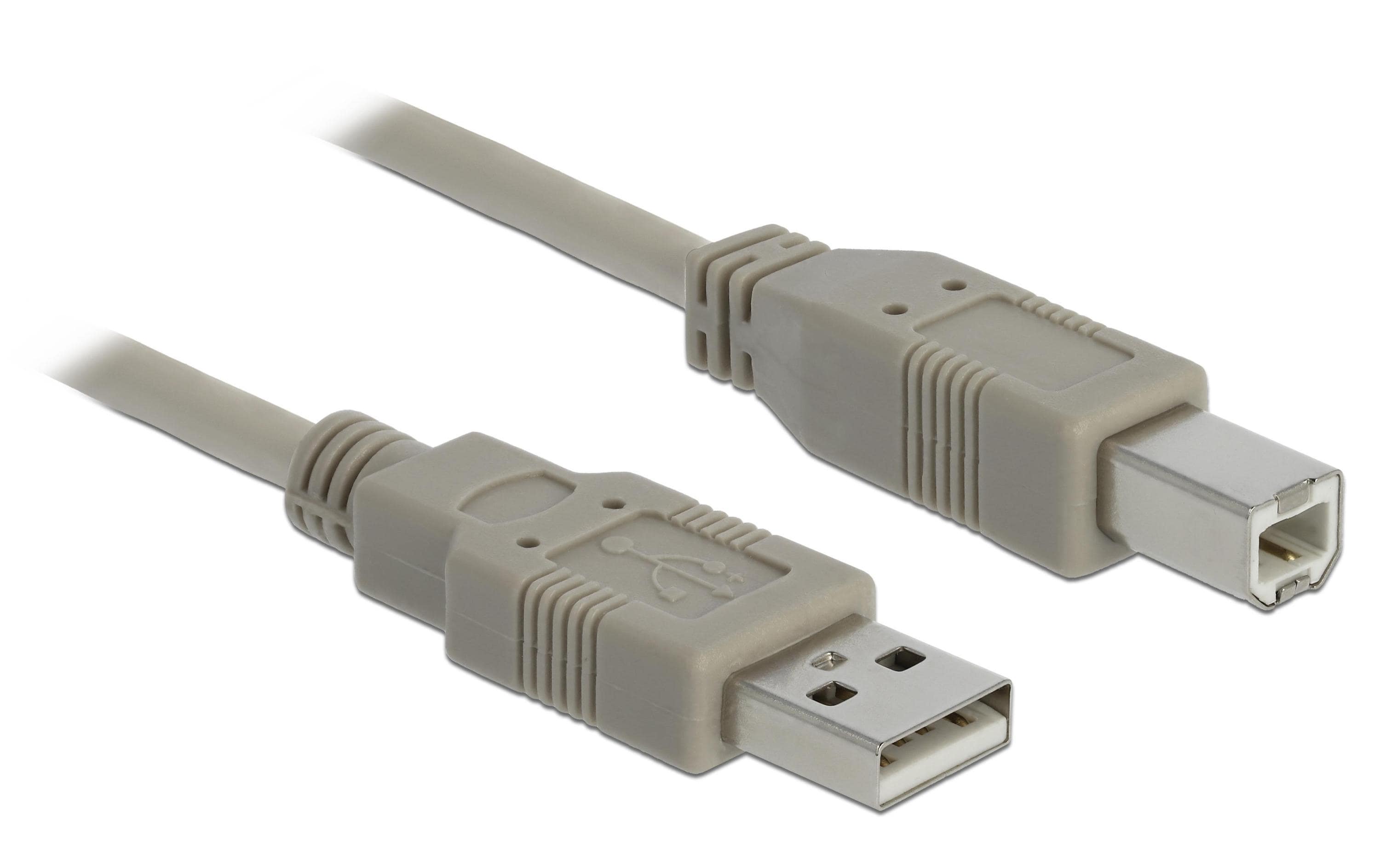Delock USB2.0-Kabel 1.8m A-B Geeignet für Drucker u. Scanner, grau