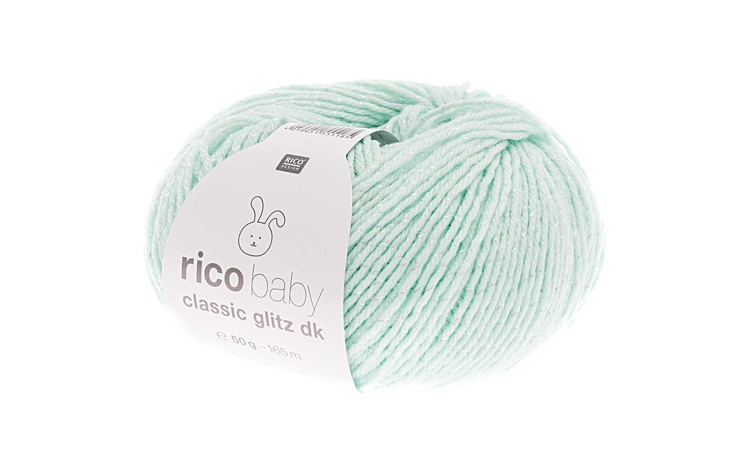 RICO Baby Classic Glitz DK, mint, 165 m 50 g, 48 % PAN, 48 % PA, 4 % Polyester