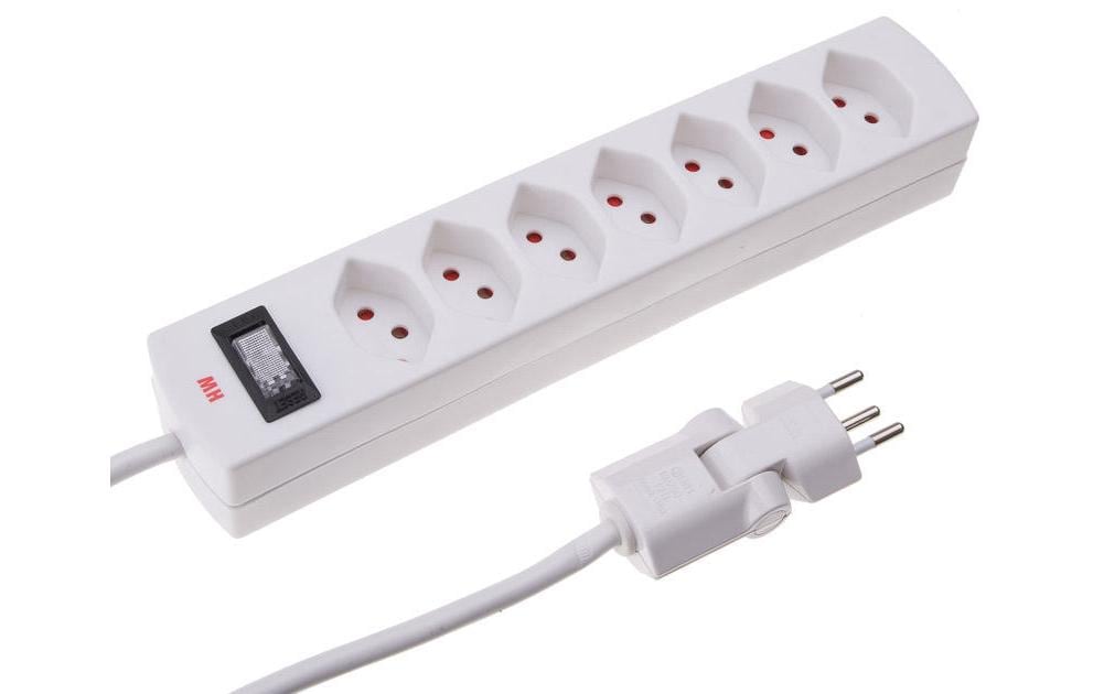 Max Hauri Steckdosenleiste Safety-Line 7xT13, weiss, mit Reset-Schalter