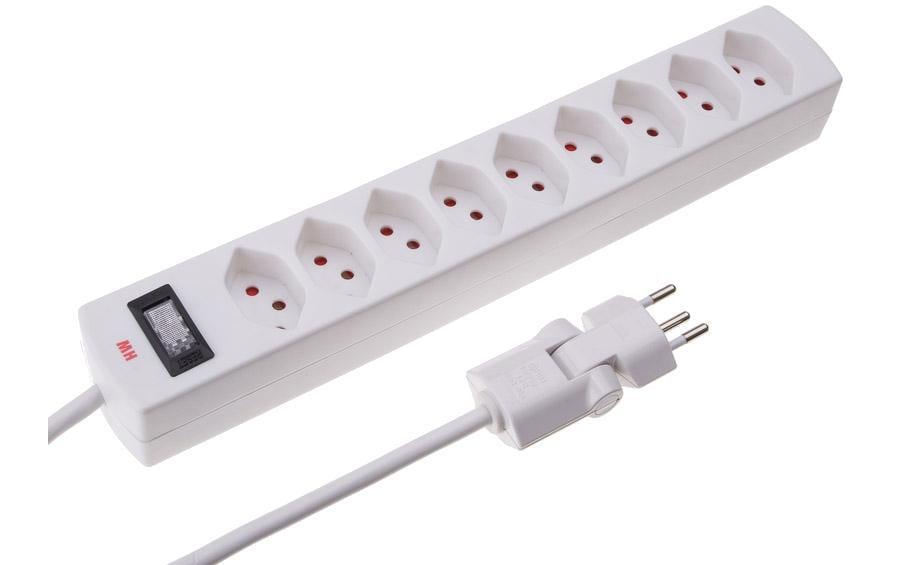 Max Hauri Steckdosenleiste Safety-Line 9xT13, weiss, mit Reset-Schalter