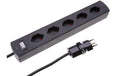 Max Hauri Steckdosenleiste Safety-Line 5xT13 quer, schwarz, mit Reset-Schalter