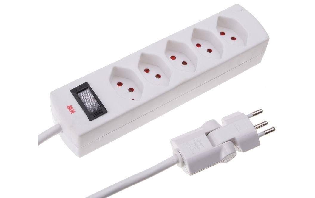 Max Hauri Steckdosenleiste Safety-Line 5xT13, weiss, mit Reset-Schalter