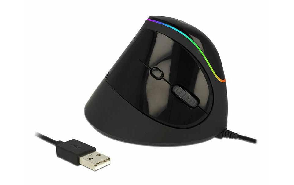 Delock 12597 Ergonomische USB Maus vertikal, RGB Beleuchtung