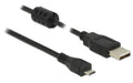 Delock USB2.0 A-MicroB, 2m, Schwarz für Handy, PDA, Digitalkamera mit Micro-USB