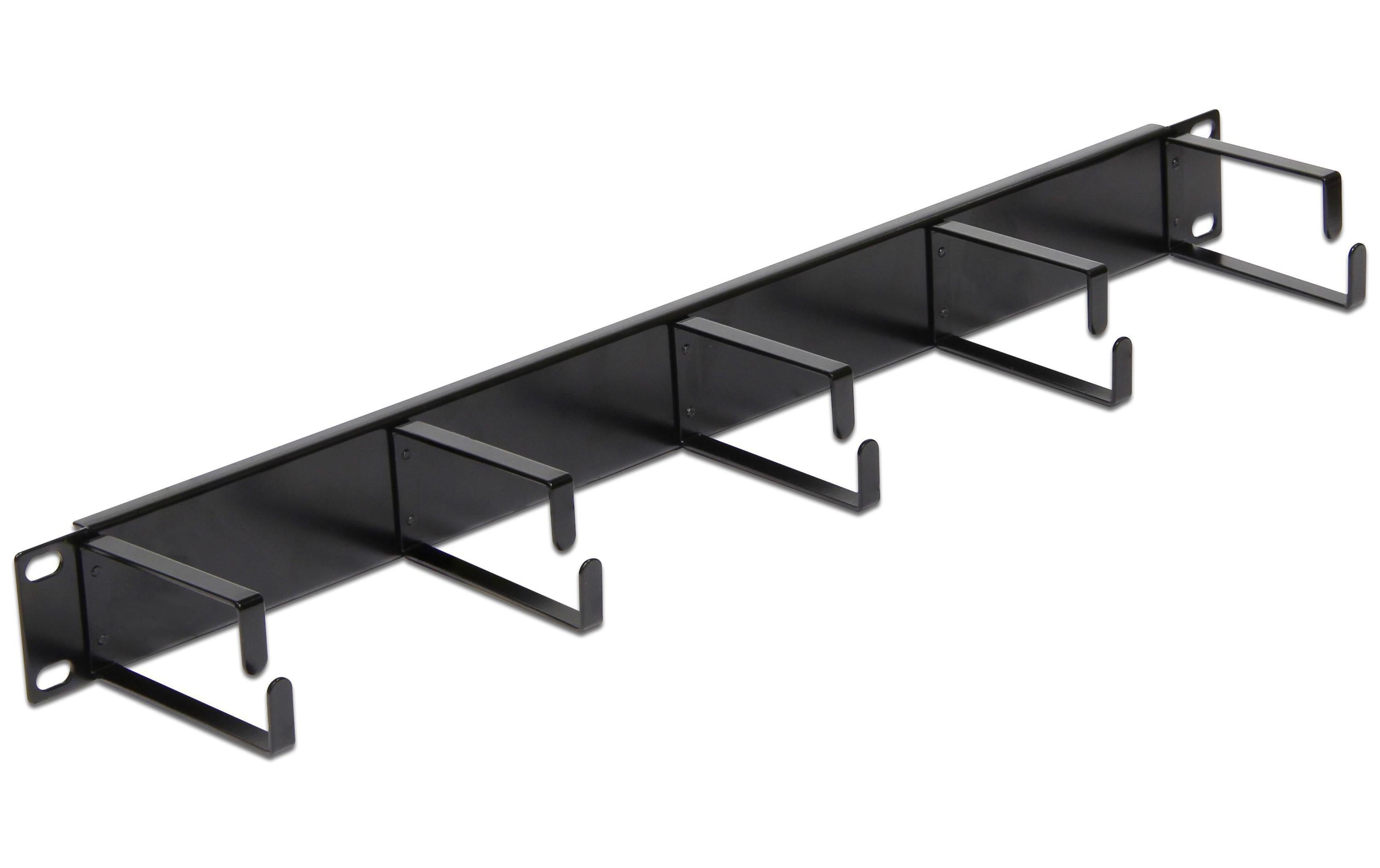 Delock Kabelmanagement Panel: Schwarz mit 5 Bügeln, zu 19" Serverschrank