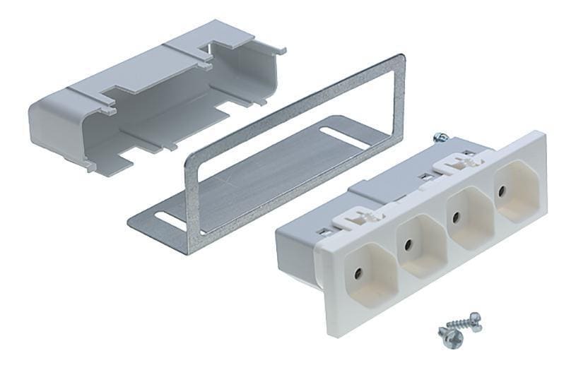 R+M FLF Steckdose 4x T13 weiss mit Montageblech, für UP/AP Verteiler