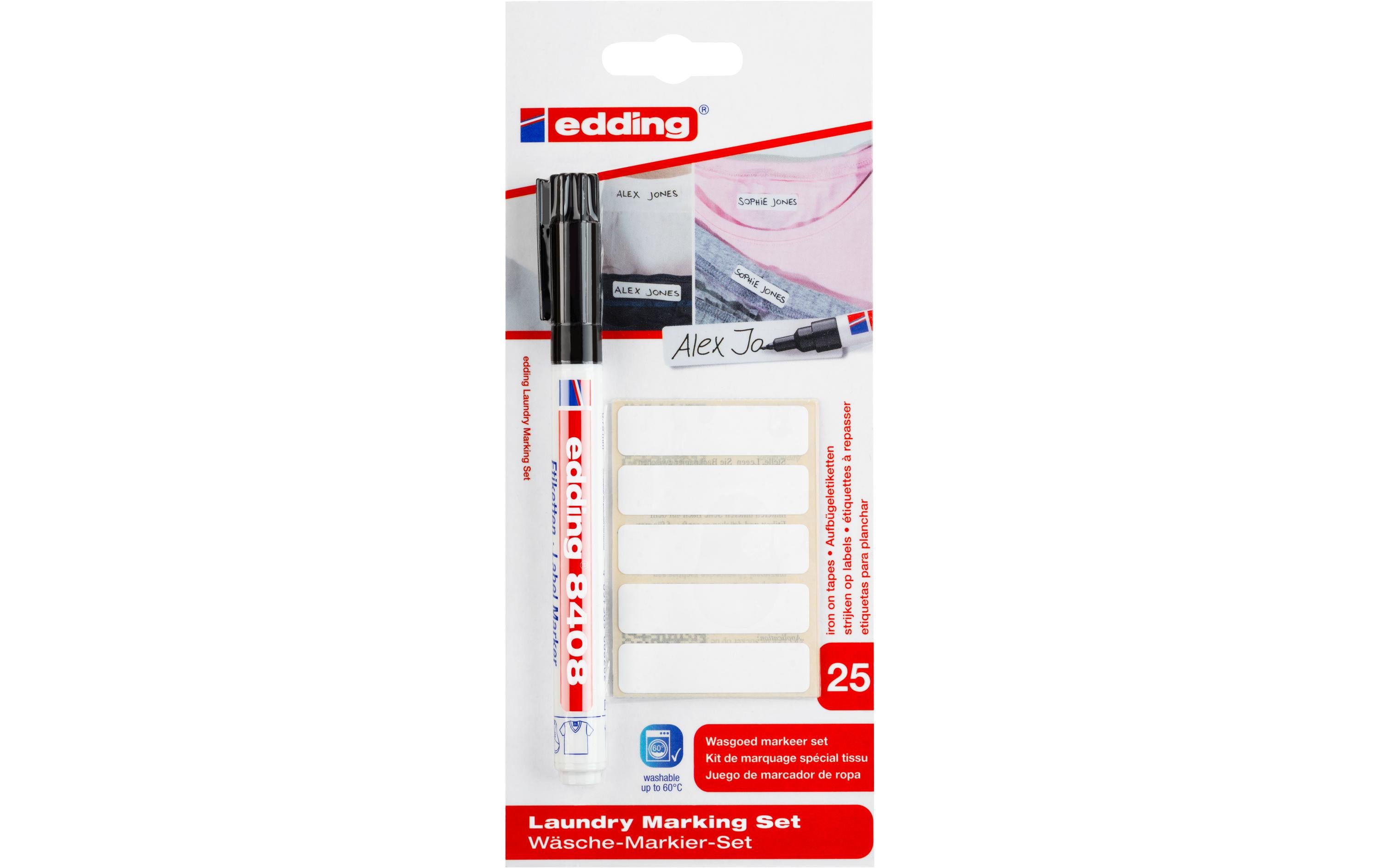 Edding Wäschemarker Set 8408 inkl 25 Etik schwarz