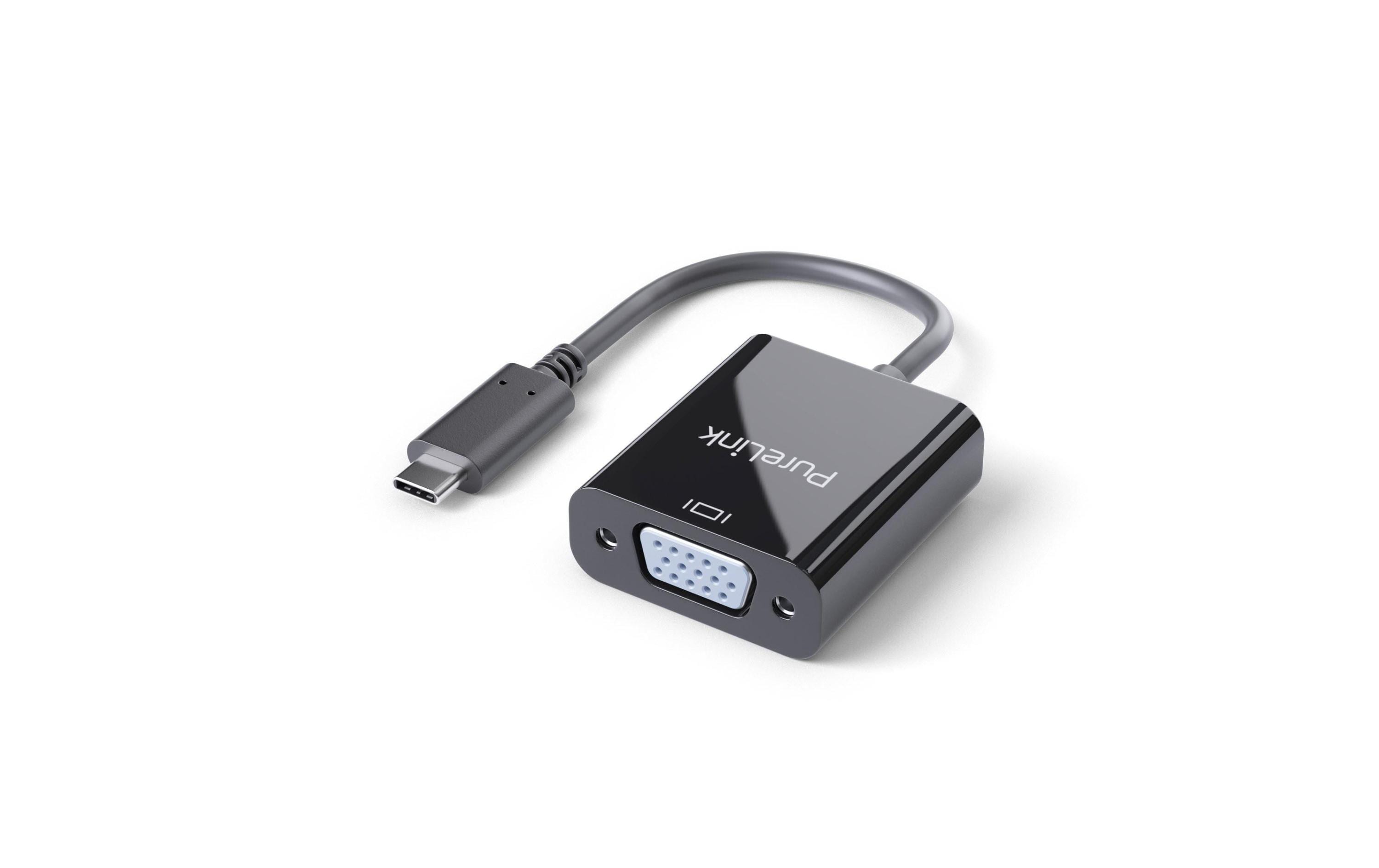 PureLink Premium Adapter USB Typ-C zu VGA 2K bis 60Hz, VGA, 10cm, Schwarz