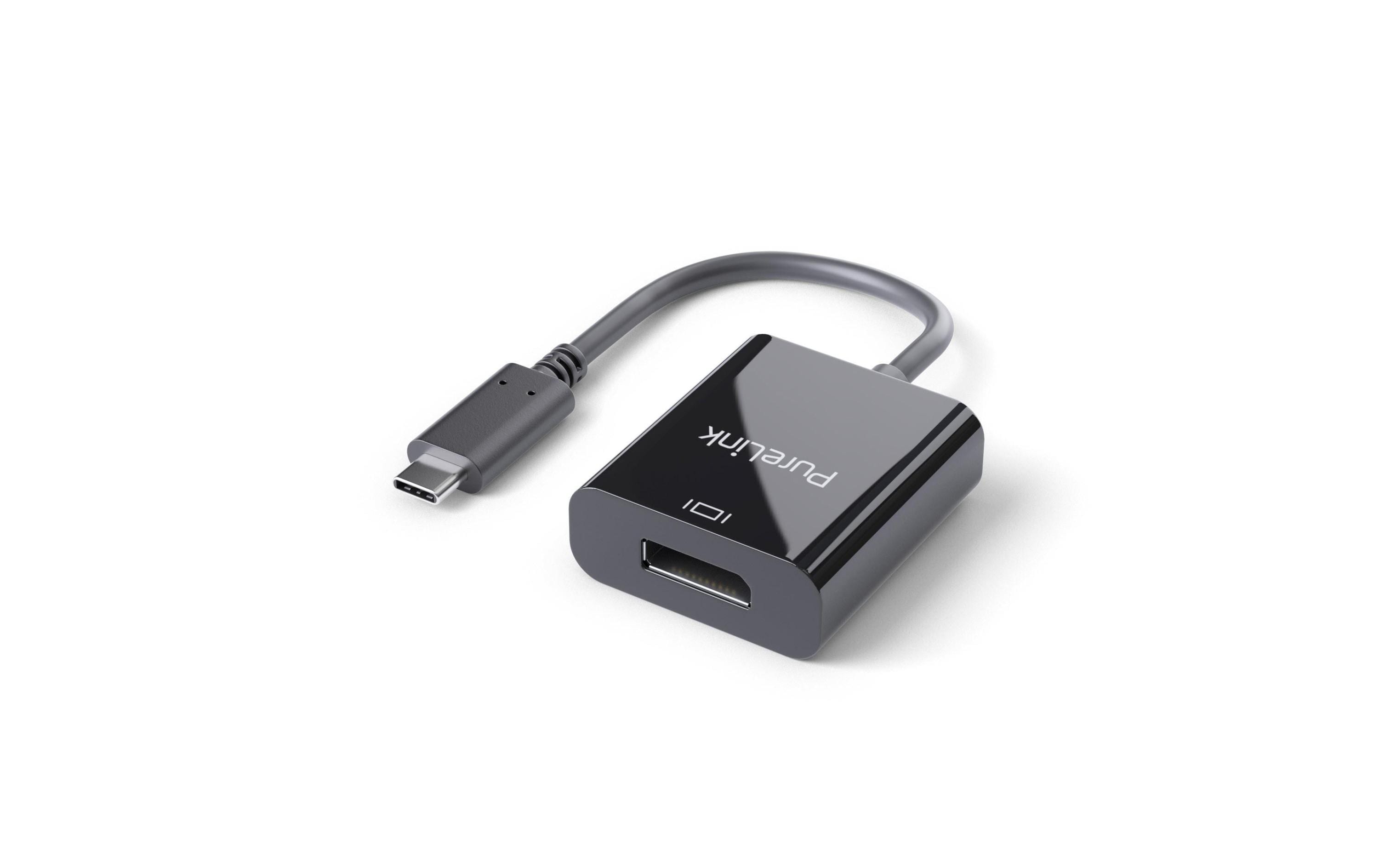 PureLink Premium Adapter USB Typ-C zu DP 4K bis 60Hz, Displayport, 10cm, Schwarz