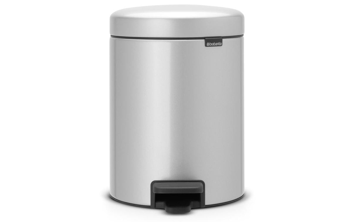 Brabantia NewIcon Treteimer 5 Liter Metallic Grey, Inhalt 5 Liter