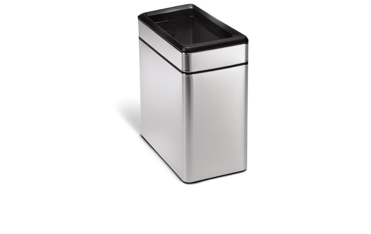 Simplehuman schmaler Abfalleimer 10 Liter offen, gebürsteter Edelstahl