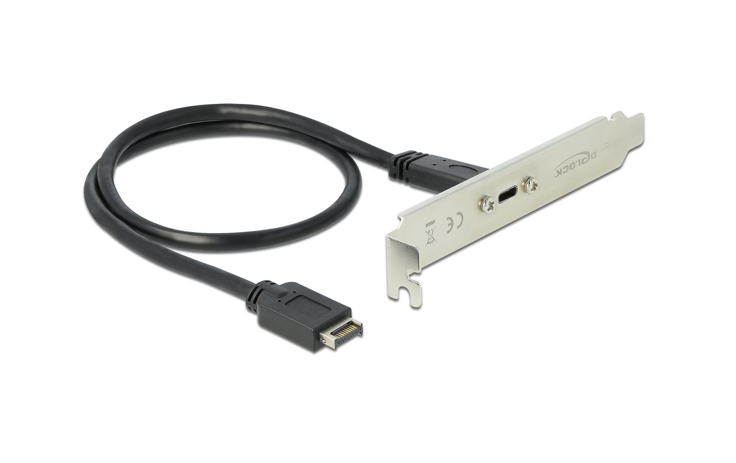 Delock Slotblech mit 1x USB Typ-C Port 10Gbps USB3.1 Gen2, intern Key-A Anschluss
