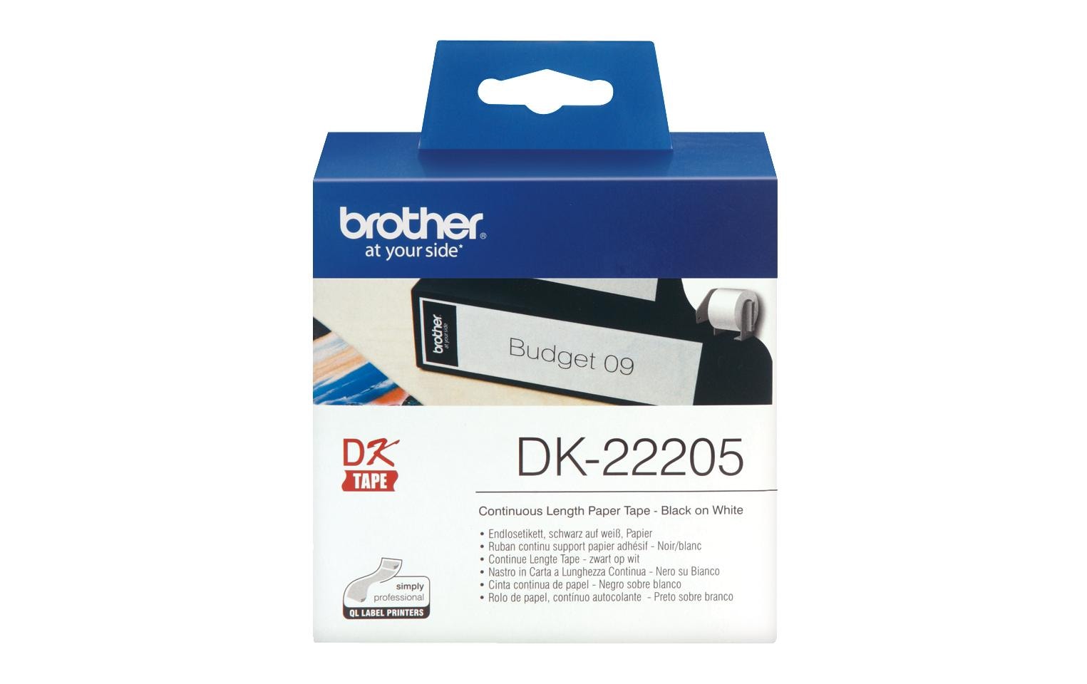 Brother P-touch DK-22205 Endlos-Etiketten Papier 62mm x 30.48m