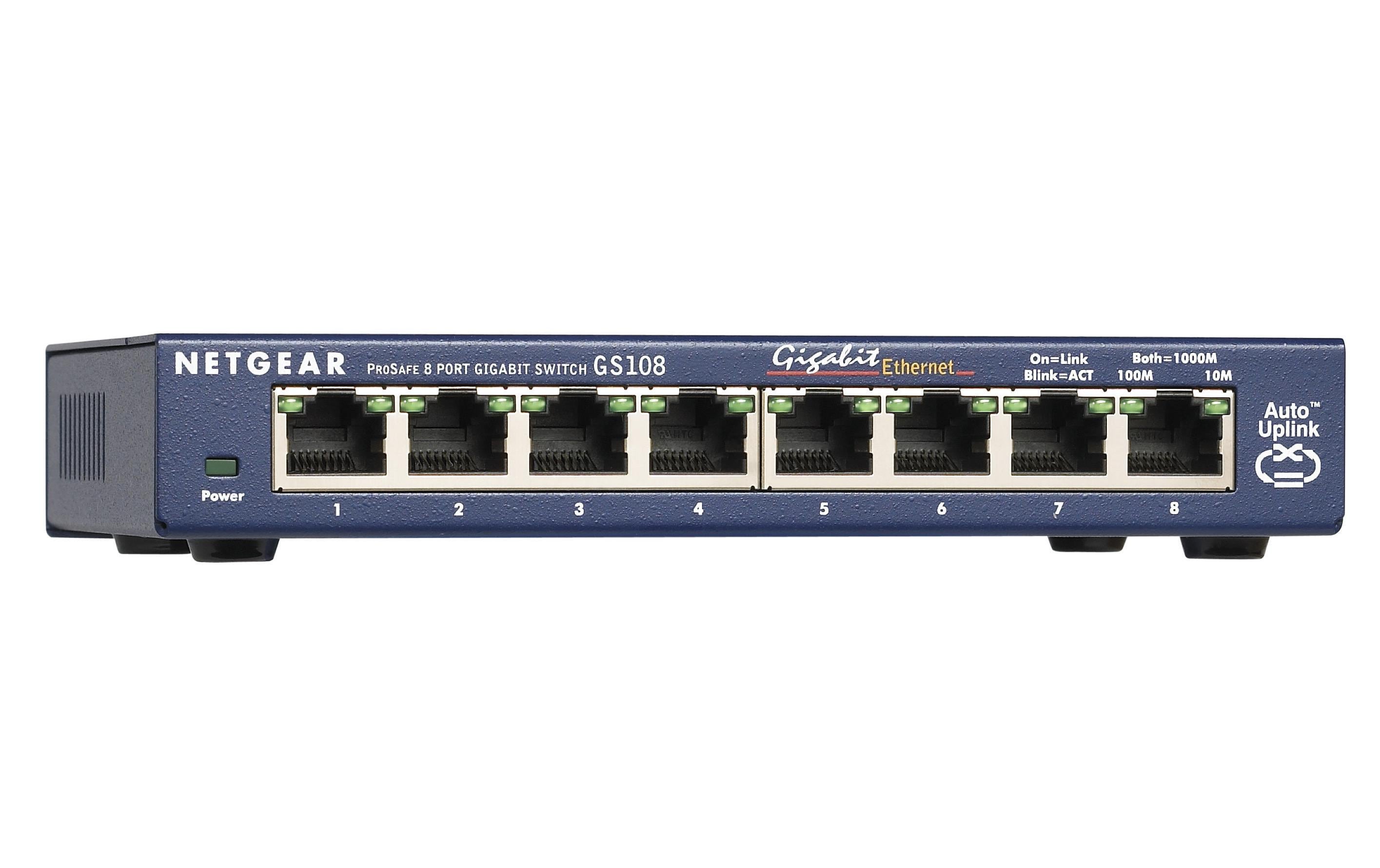 Netgear GS108: 8 Port Switch 8-Port Gigabit Ethernet Switch