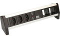 Steckdosenleiste DESK 1, 3xT13, 2xCustom 2xAbdeckung leer, GST18 Stromein-& ausgang