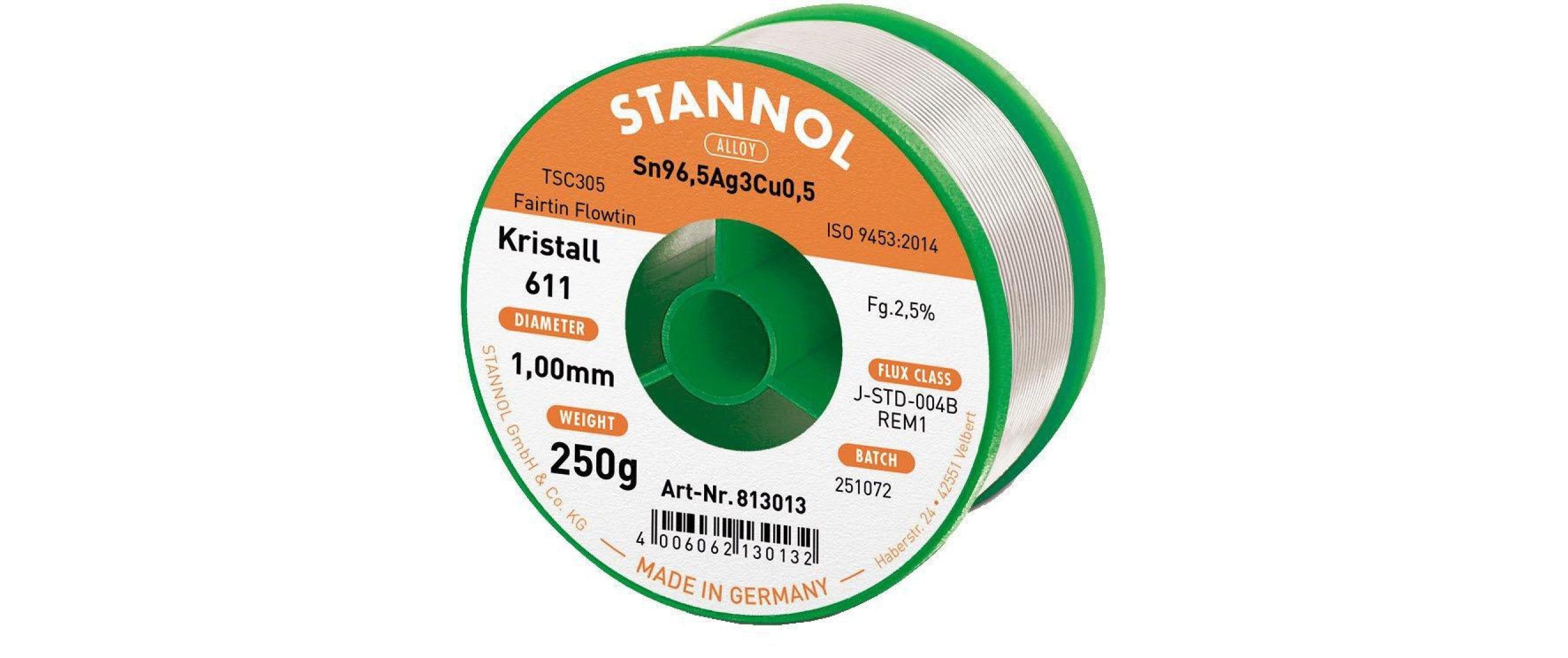 Stannol Lötdraht 611 2,5% Ø 1,0 FLOWTIN TSC305 FairTin 250 g