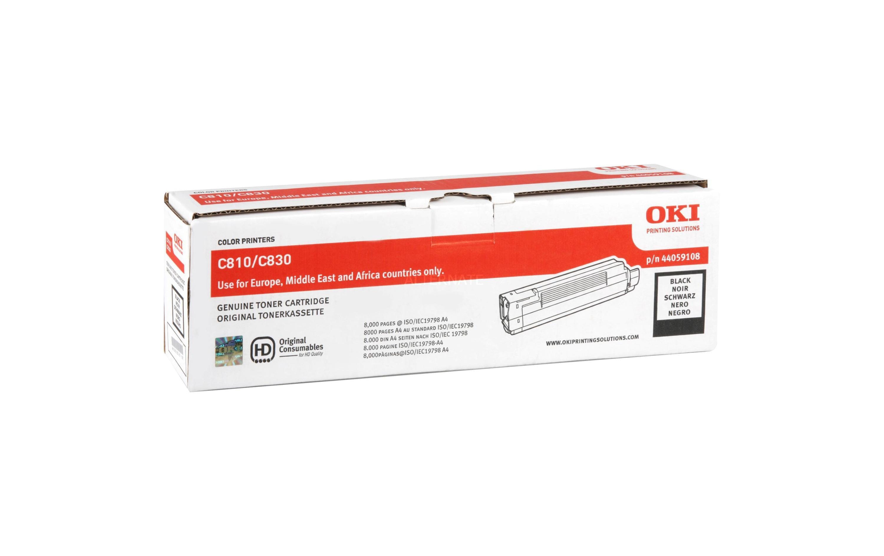 Toner black zu OKI C810/830 8000 Seiten @5% Deckung, 44059108
