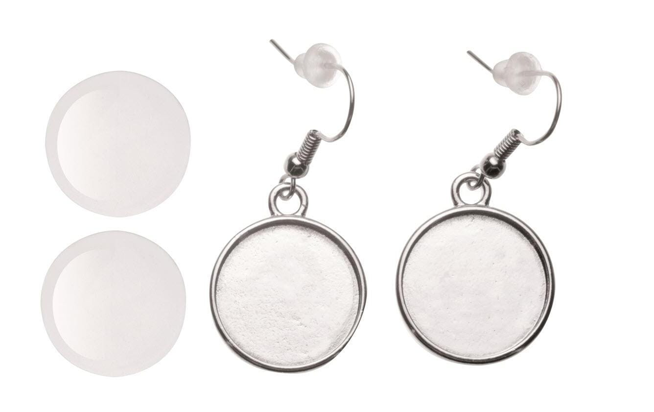 Glorex Ohrringe Cabochon rund, 18 mm, 2 Stück