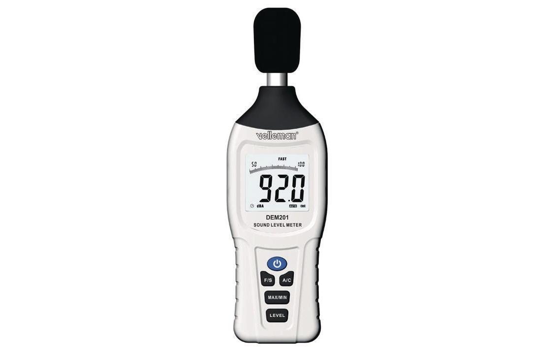 Velleman DEM201 Schallpegel Messgerät 30-130dB, Filter A/C, Slow/Fast