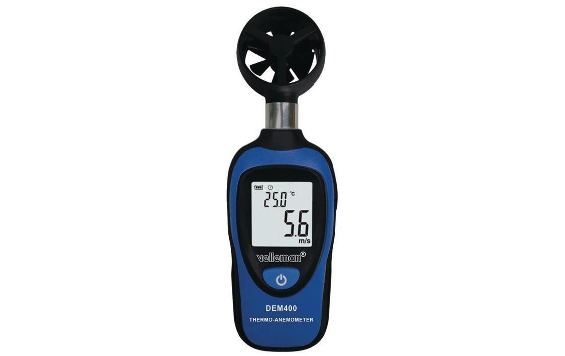 Velleman DEM400 Hand-Windmesser m/s, ft/min, mph, km/h und Knoten, °C, °F