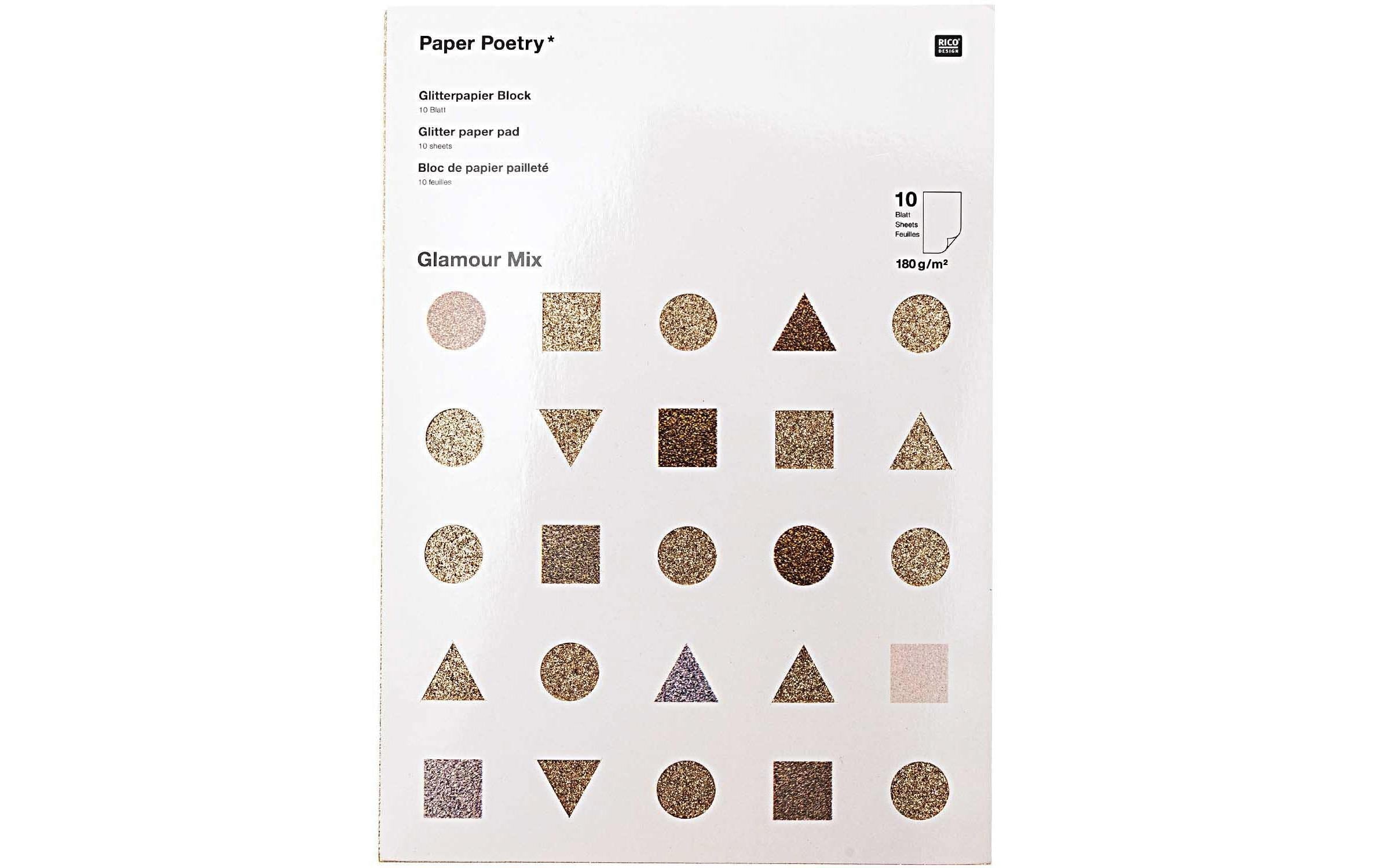 Rico Design Glitterpapier Glamour Mix A4, 180 g/m2, 10 Blatt