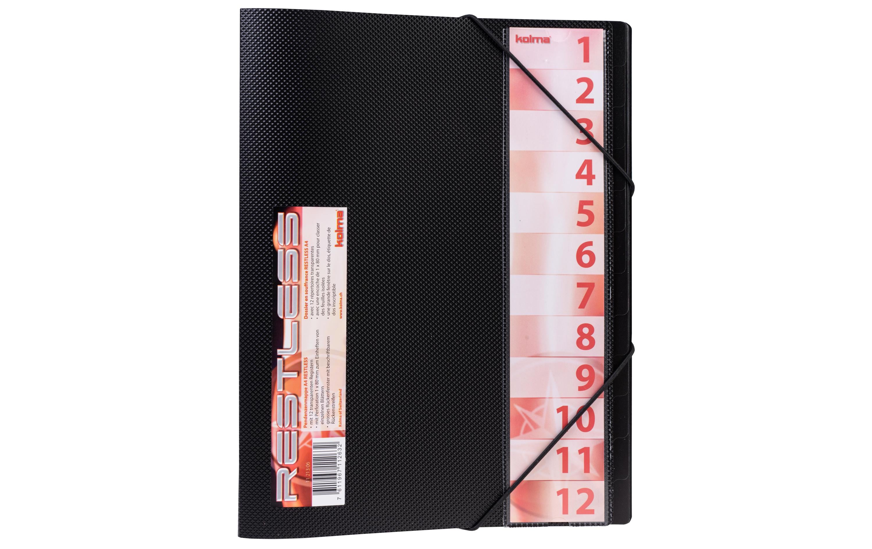 Kolma Pendenzenmappe Restless A4 12-teilig, schwarz