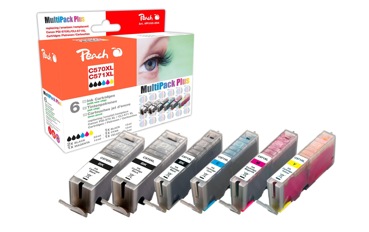 Peach PGI-570XL/CLI-571XL Multipack Plus 2x23ml 510S. je 1x 4x13 ml 985,925,975S.